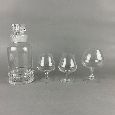 419 Vintage Orrefors Crystal Decanter with 3 Orrefors Brandy Snifter