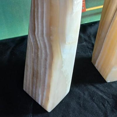 Vintage stone bookends and a wooden book rack brand new in the box