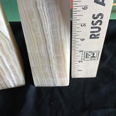 Vintage stone bookends and a wooden book rack brand new in the box