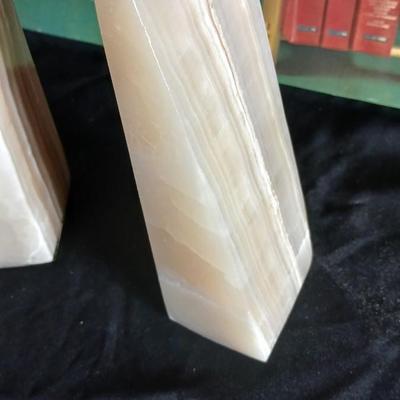 Vintage stone bookends and a wooden book rack brand new in the box