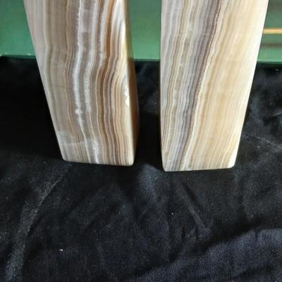 Vintage stone bookends and a wooden book rack brand new in the box