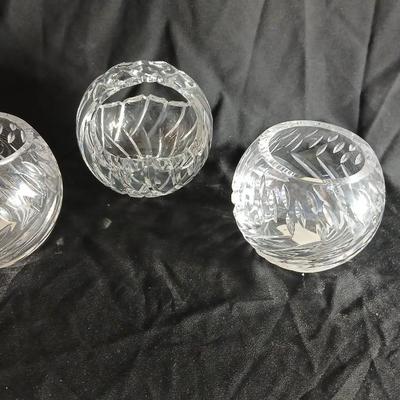 Three crystal candle holders / decorative bowls