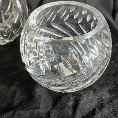 Three crystal candle holders / decorative bowls