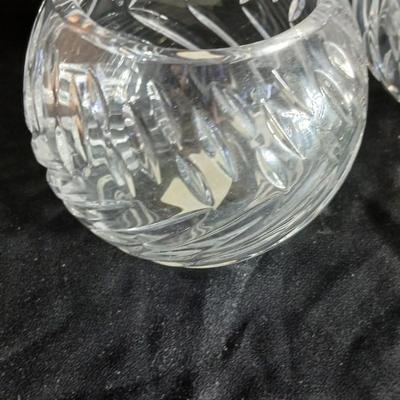 Three crystal candle holders / decorative bowls