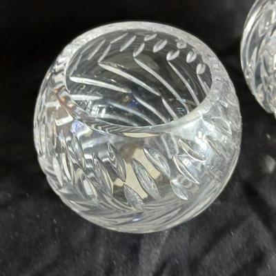 Three crystal candle holders / decorative bowls
