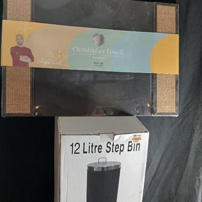 Brand new 12 litre step bin trash can with Christopher Lowell Collection desk pad