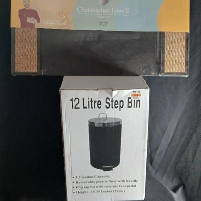 Brand new 12 litre step bin trash can with Christopher Lowell Collection desk pad