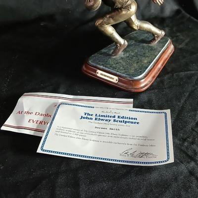 Danbury Mint Limited edition solid Bronze John Elway Sculpture with paperwork