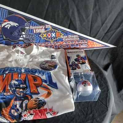 Denver Bronco's Superbowl collectibles, posters, t-shirt, Ornament, VHS and more