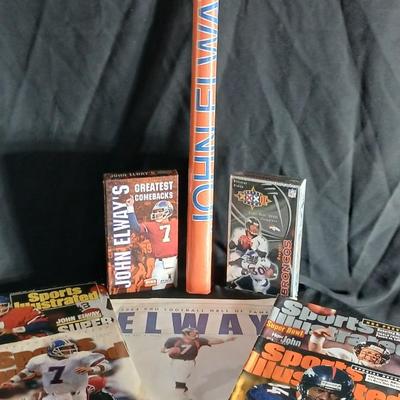 John Elway Bronco's football collectibles, VHS, Magazines and posters