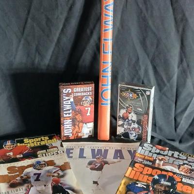 John Elway Bronco's football collectibles, VHS, Magazines and posters