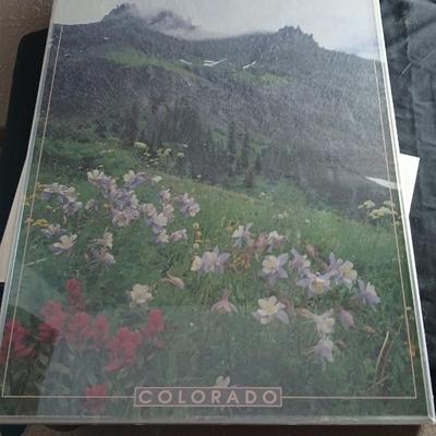 Colorado framed poster with two Colorado coffee table Oversized hardback books