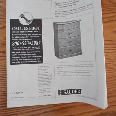 Brand new Sauder four drawer Chest of drawers