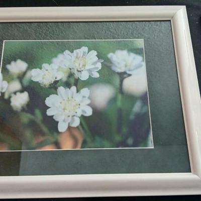 Small touch lamp with framed pictures of Flowers