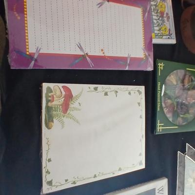 Collection of stationaries with glass butterfly bell - Mexico made wind chime and more
