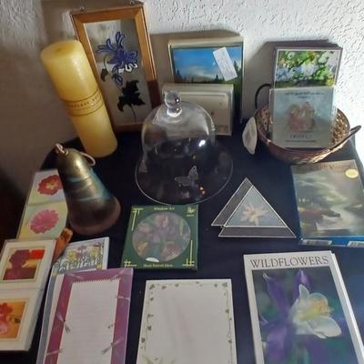 Collection of stationaries with glass butterfly bell - Mexico made wind chime and more