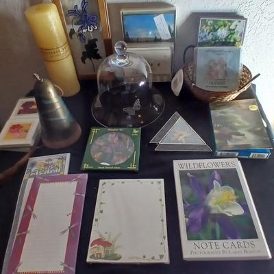 Collection of stationaries with glass butterfly bell - Mexico made wind chime and more