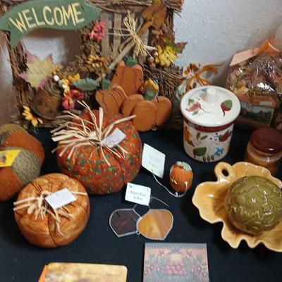 Fall decor - handmade pumpkins, ceramic candle, stationary and more