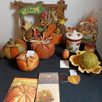 Fall decor - handmade pumpkins, ceramic candle, stationary and more