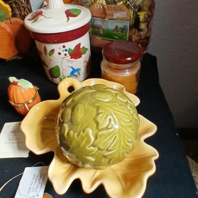 Fall decor - handmade pumpkins, ceramic candle, stationary and more