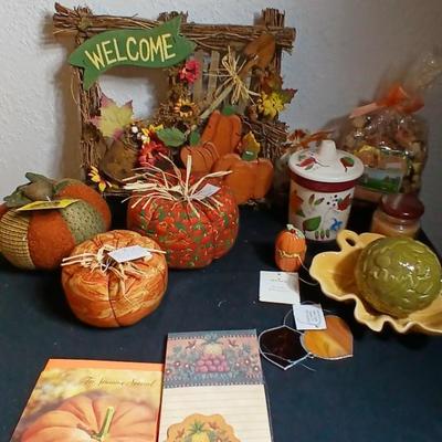 Fall decor - handmade pumpkins, ceramic candle, stationary and more