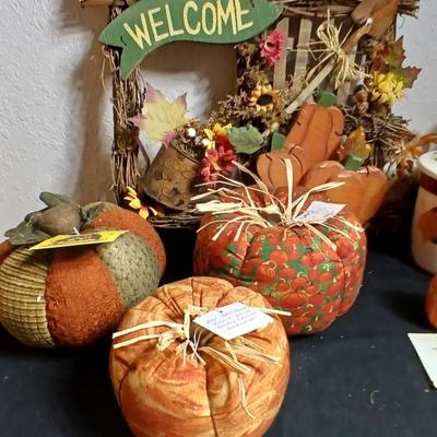 Fall decor - handmade pumpkins, ceramic candle, stationary and more