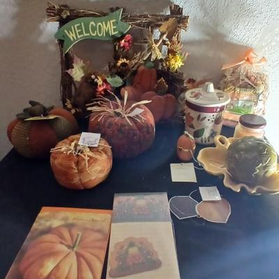 Fall decor - handmade pumpkins, ceramic candle, stationary and more