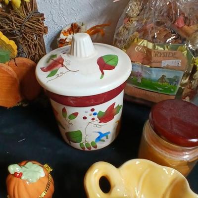 Fall decor - handmade pumpkins, ceramic candle, stationary and more