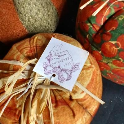 Fall decor - handmade pumpkins, ceramic candle, stationary and more