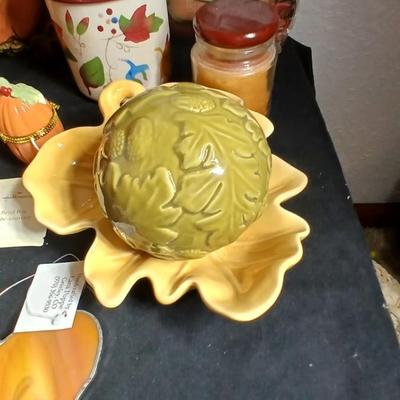 Fall decor - handmade pumpkins, ceramic candle, stationary and more