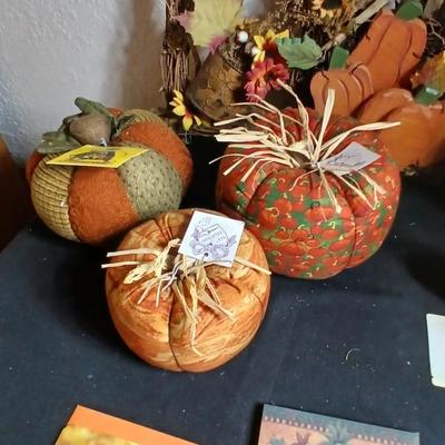 Fall decor - handmade pumpkins, ceramic candle, stationary and more