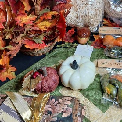 Fall Decorations, table mats, napkins, gourds pumpkins and more