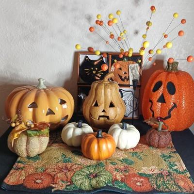 Ceramic pumpkin, Fall and Halloween decorations, Light up pumpkin