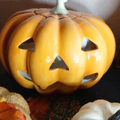 Ceramic pumpkin, Fall and Halloween decorations, Light up pumpkin