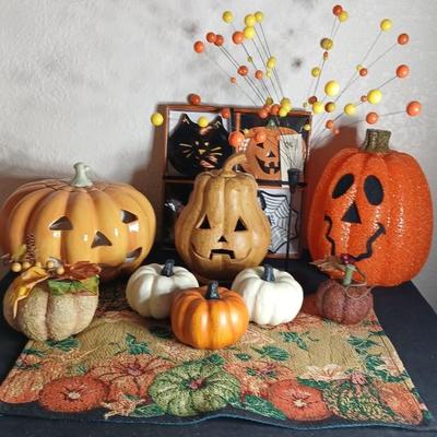 Ceramic pumpkin, Fall and Halloween decorations, Light up pumpkin