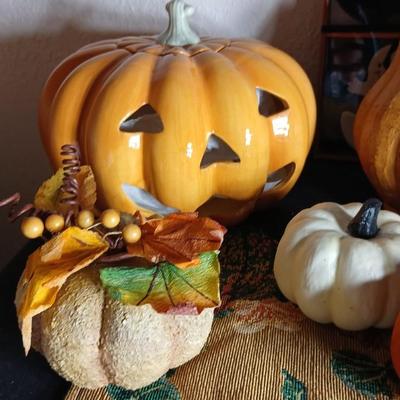 Ceramic pumpkin, Fall and Halloween decorations, Light up pumpkin