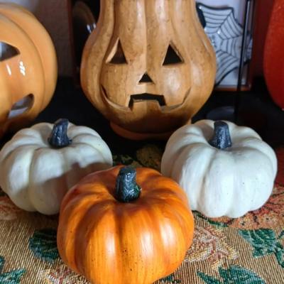 Ceramic pumpkin, Fall and Halloween decorations, Light up pumpkin