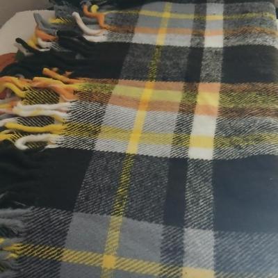 Brand new fall themed rug, throw blanket fabric handmade pumpkins, ceramic leaf dish and more
