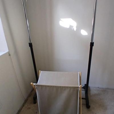 Adjustable clothing rack and canvass clothes hamper