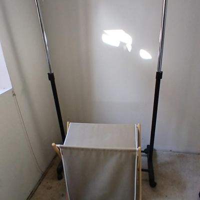 Adjustable clothing rack and canvass clothes hamper