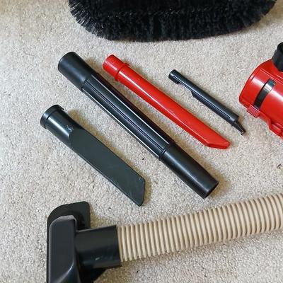 Small handheld Royal Dust Devil vacuum and attachments with ceiling fan brush