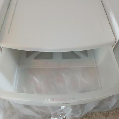 Three stackable single storage totes with drawers