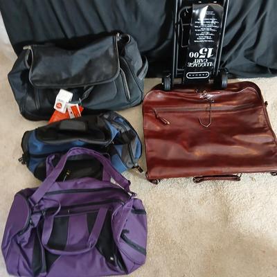 Carry on type duffle bag luggage with adjustable two wheeled luggage cart