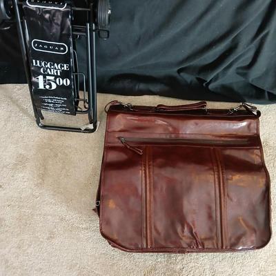 Carry on type duffle bag luggage with adjustable two wheeled luggage cart