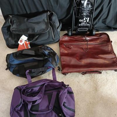 Carry on type duffle bag luggage with adjustable two wheeled luggage cart