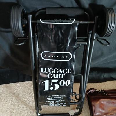 Carry on type duffle bag luggage with adjustable two wheeled luggage cart