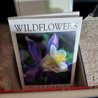 Variety of stationary and greeting cards - many still brand new in a tote and a basket