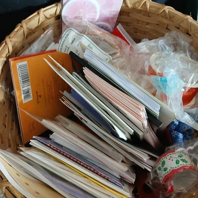 Variety of stationary and greeting cards - many still brand new in a tote and a basket