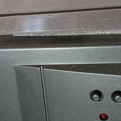 Stereo system CD player, Tuner, Dual cassette, Record player with 2 speakers and collection of cd's and cassettes