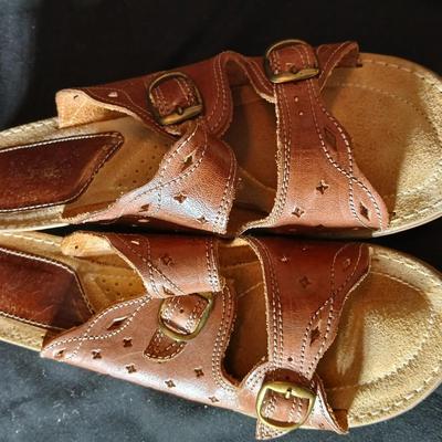Three pair of women's leather sandals,